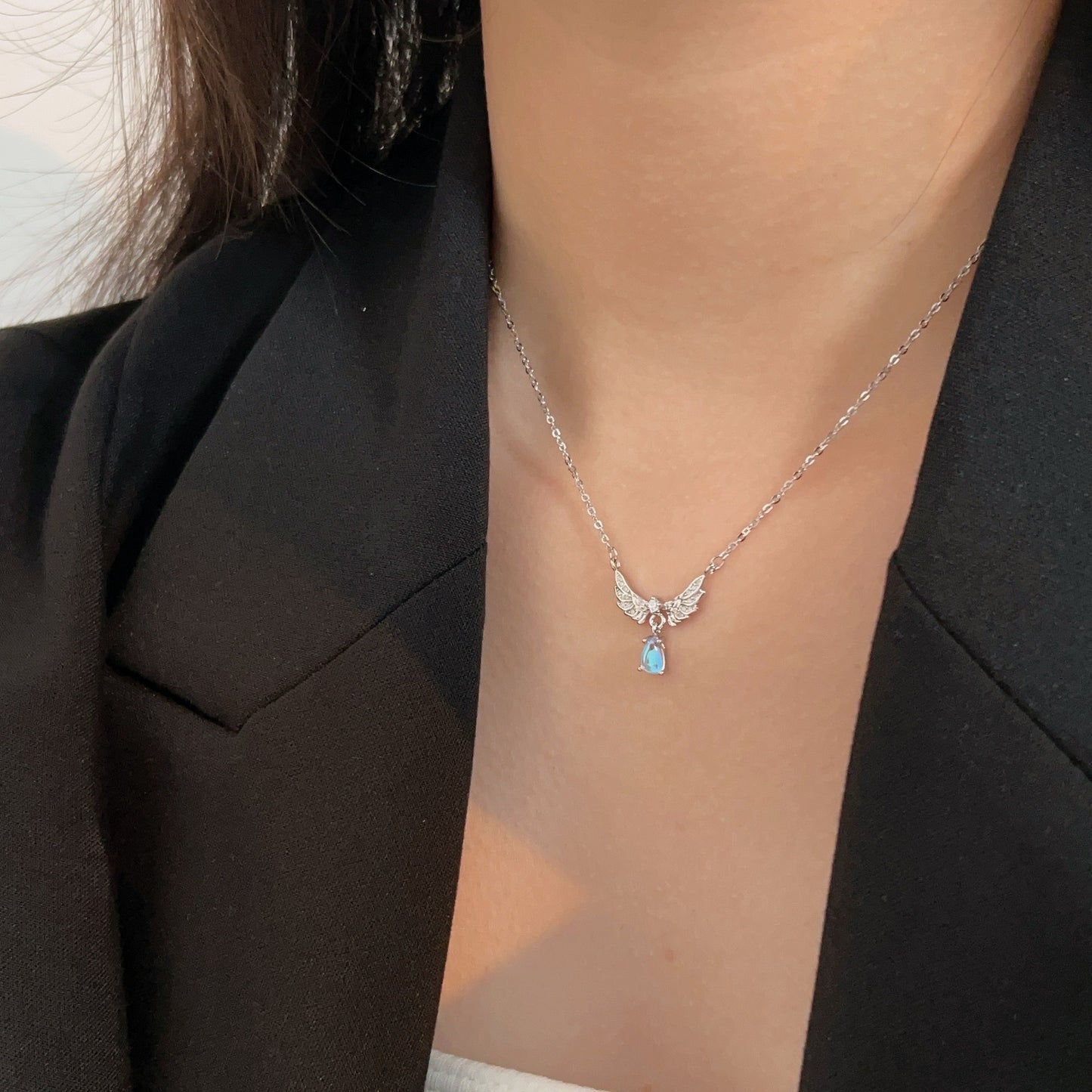 Angel Wing Moonstone Necklace