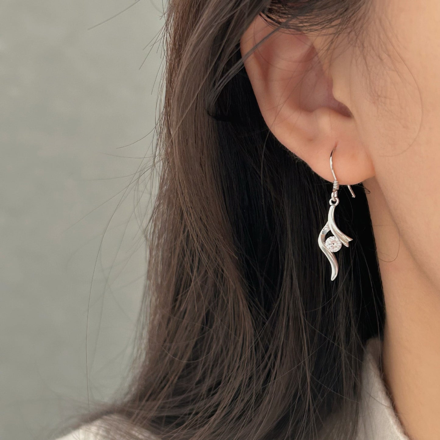 Silver Feather Streamer Earrings