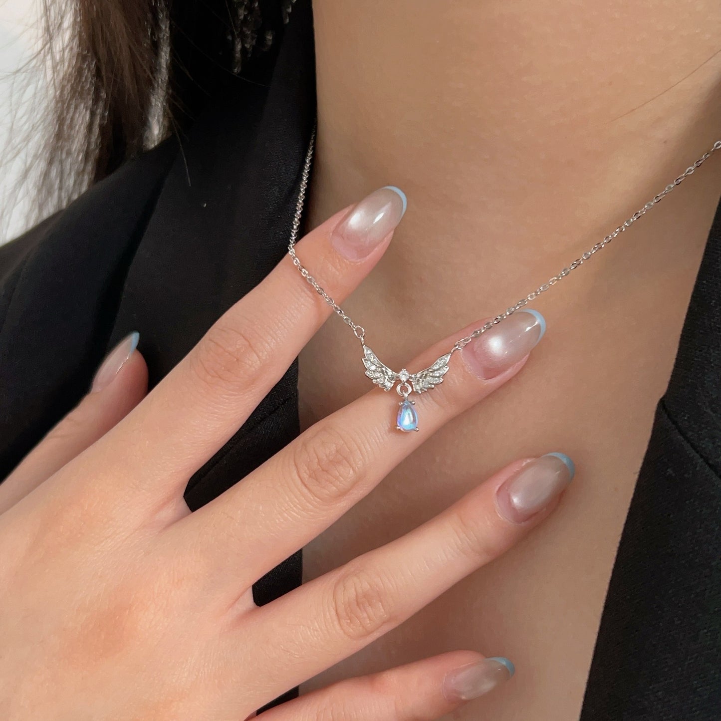 Angel Wing Moonstone Necklace