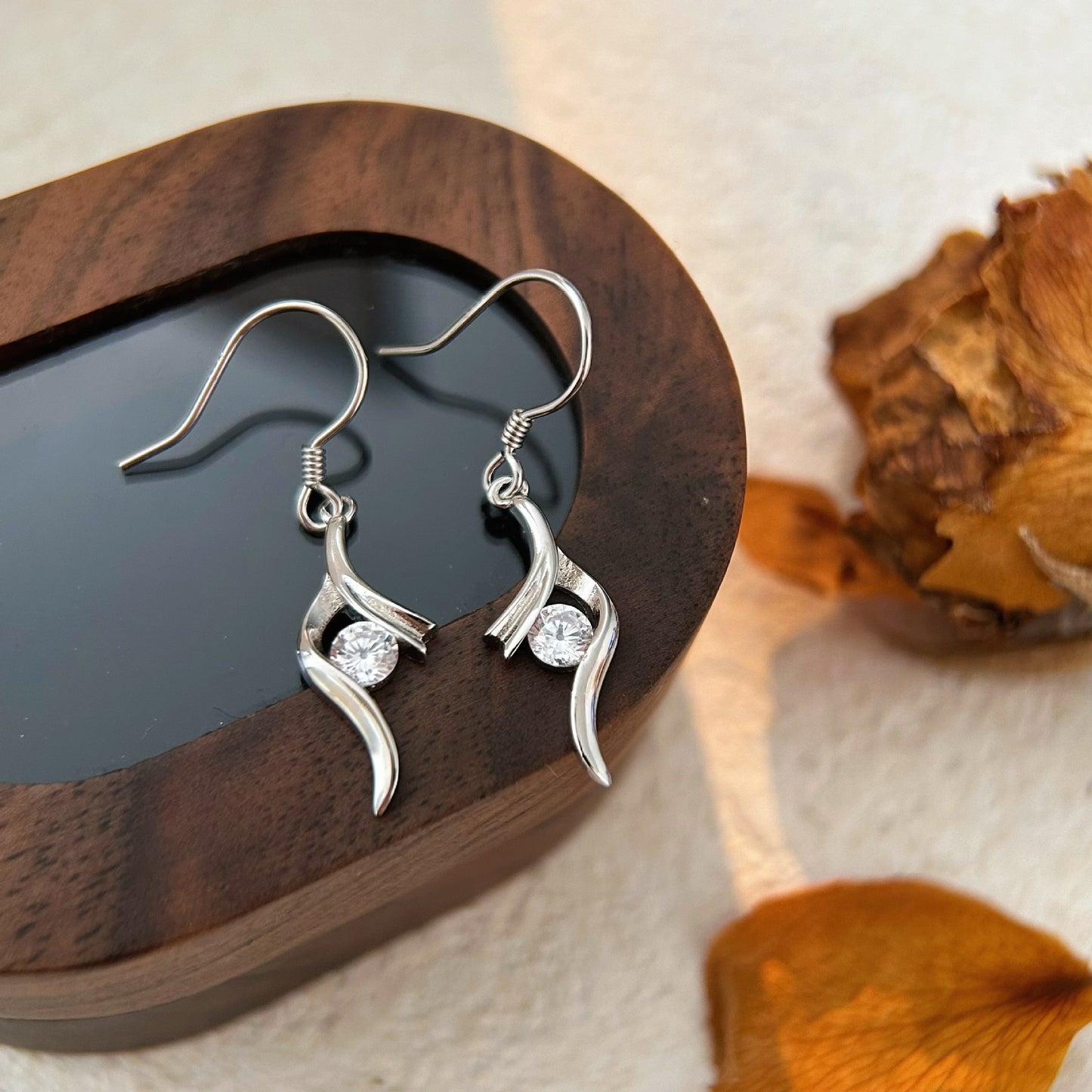 Silver Feather Streamer Earrings