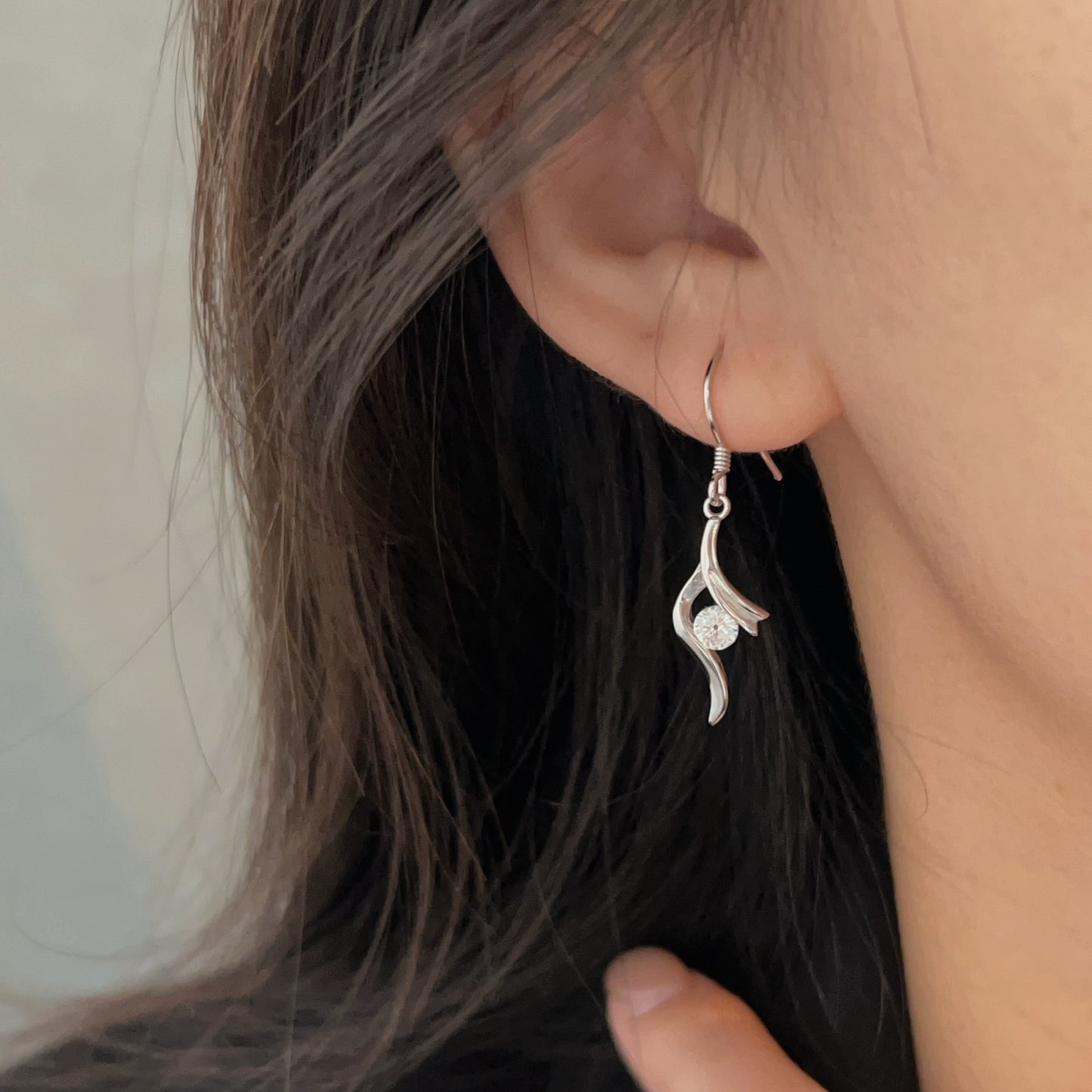 Silver Feather Streamer Earrings