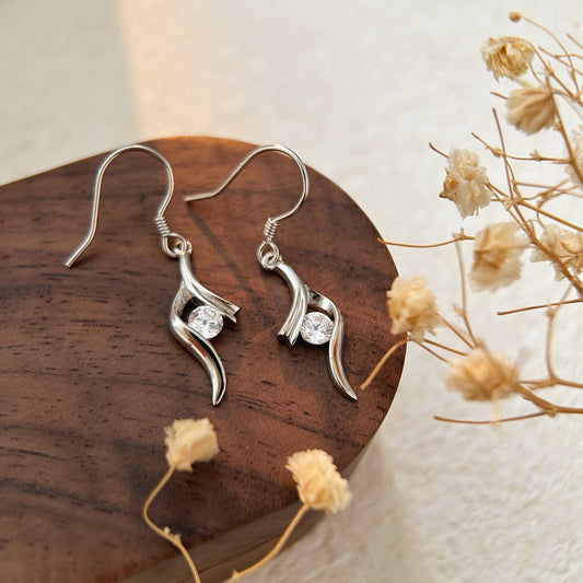 Silver Feather Streamer Earrings
