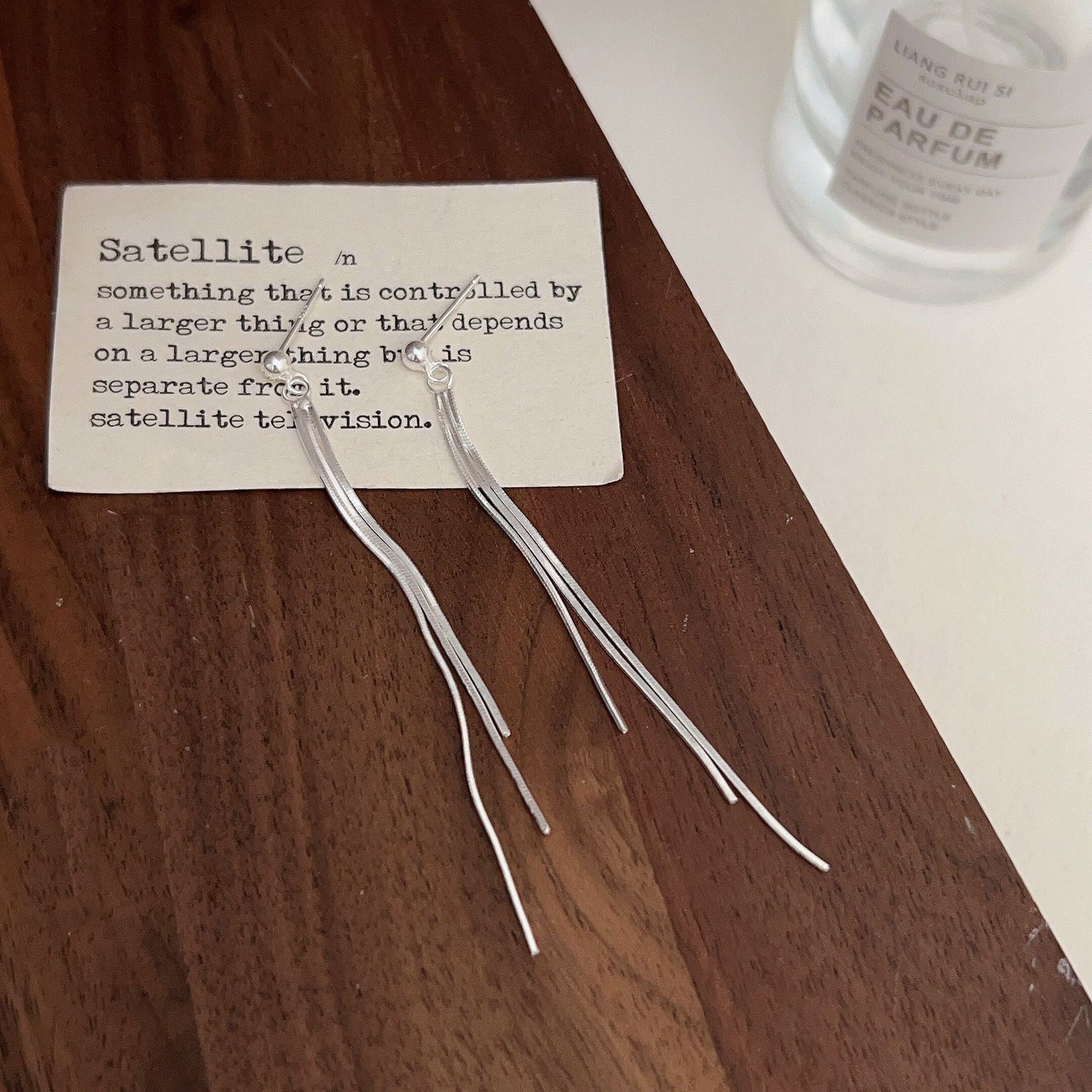 Silver Thread Tassels Earrings