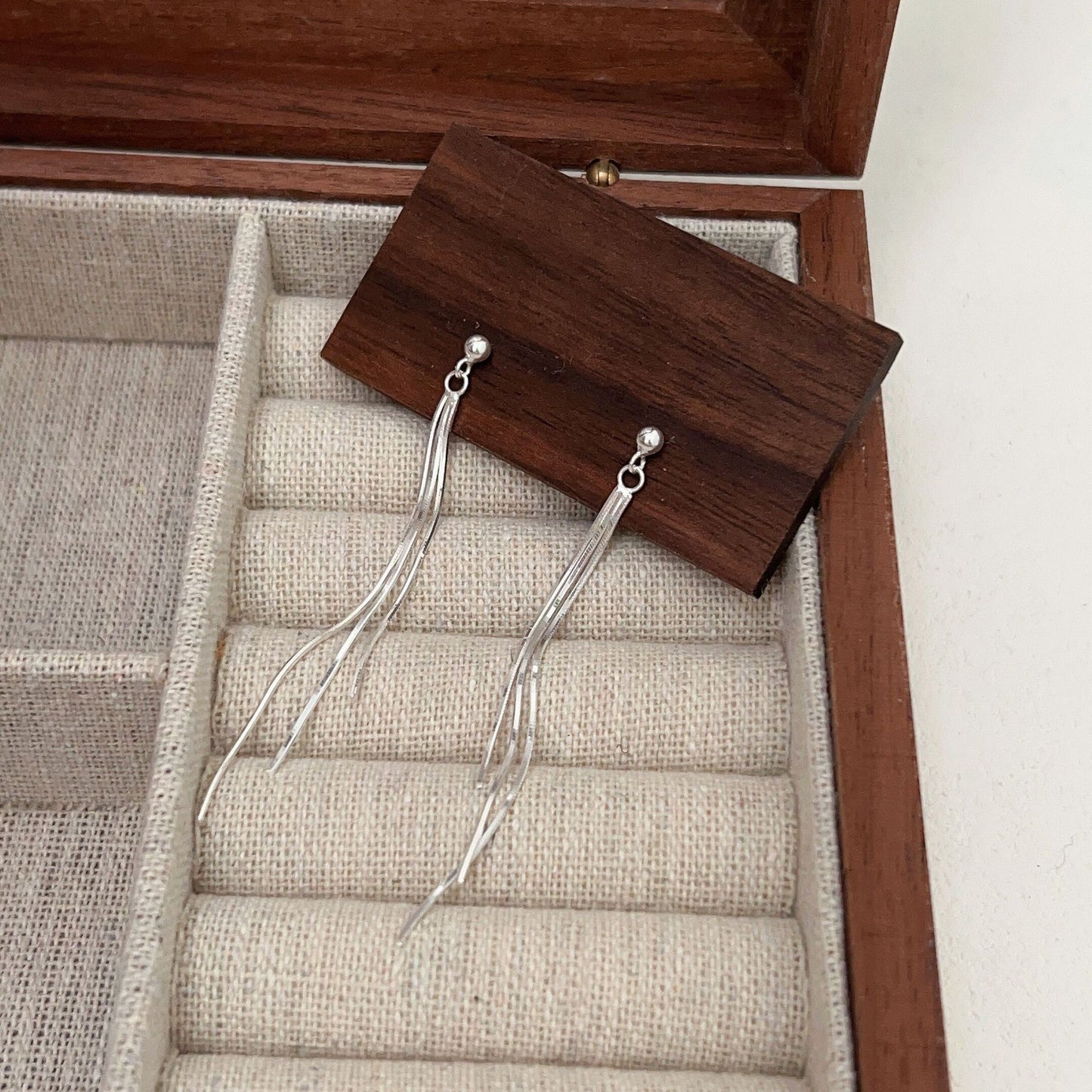 Silver Thread Tassels Earrings