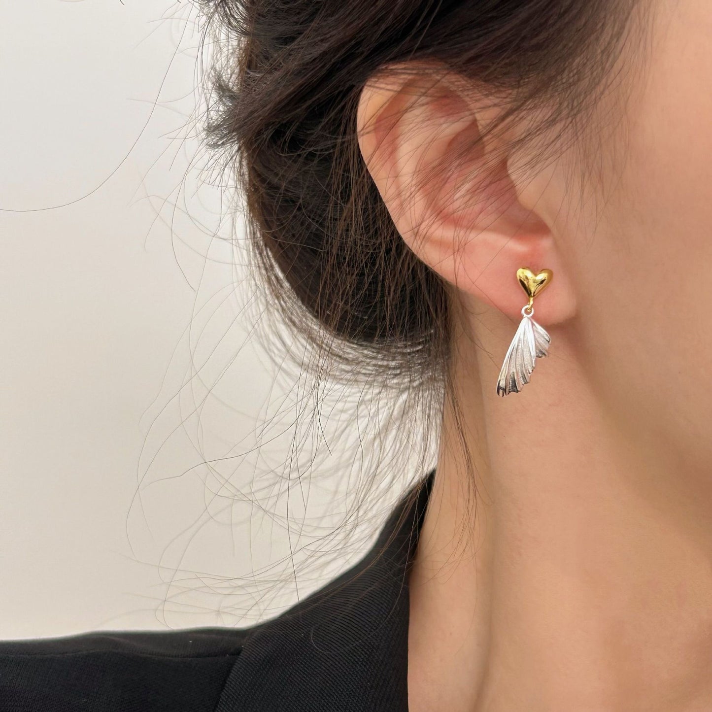 Whispering Heart & Feather Earrings