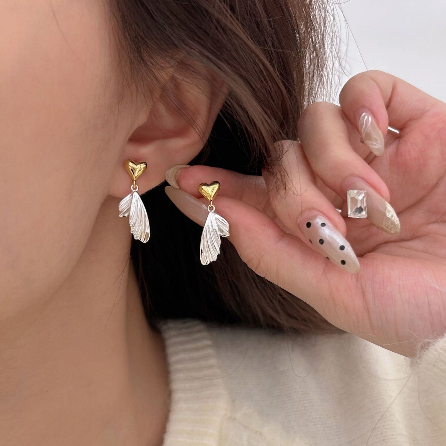Whispering Heart & Feather Earrings